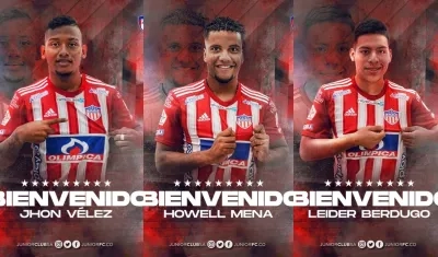 Los tres canteranos que llegan al Junior del Barranquilla FC.