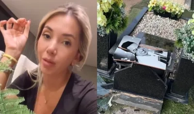 Dayana Jaimes y la tumba de Martín Elías Díaz.