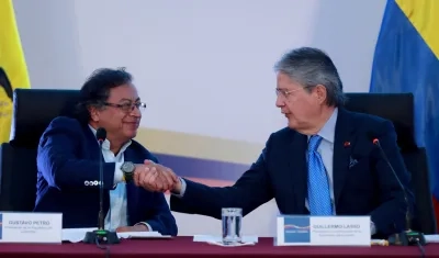 El Presidente de Colombia, Gustavo Petro, y su homólogo de Ecuador, Guillermo Lasso.