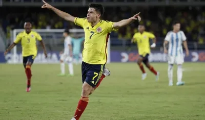Celebración del delantero colombiano Juanda Fuentes.