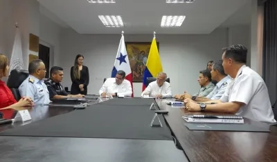 Encuentro de los titulares de Seguridad y de Defensa de Panamá y Colombia, Juan Manuel Pino e Iván Velásquez.