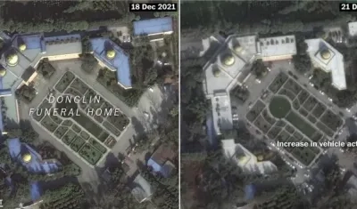 Dos imágenes de crematorios chinos con fechas diferentes.