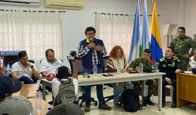 El director de la UNGRD. Javier Pava, en la reunión de este martes en La Apartada.