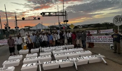 Una de las concentraciones de comunidades wayúu de este lunes en La Guajira.