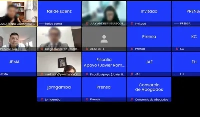 Omar Alexander Ladino Vargas, el segundo abajo en la primera fila en la audiencia virtual.