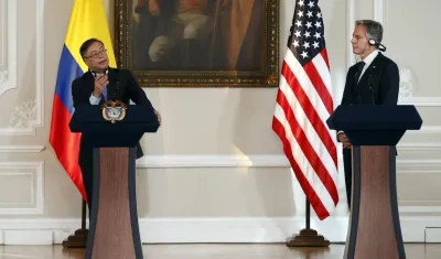 El Presidente Gustavo Petro junto al secretario de Estado de Estados Unidos, Antony Blinken.