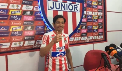 Matías Fernández, el día de su presentación como nuevo jugador del Junior, en 2019.