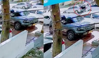 Momento del robo dentro del vehículo. 