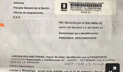 La denuncia que presentó en Fiscalía el ciudadano alemán Jurgen Roland Franz