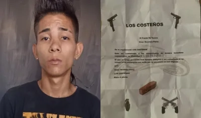 Albert José Pirona Marrufo y un panfleto de 'Los Costeños'.