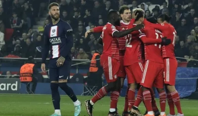 Los jugadores del Bayern Múnich festejan el gol de Kingsley Coman.