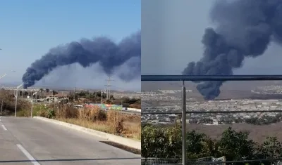 Incendio en chatarrería en la vía a Juan Mina.