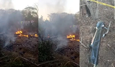 Helicóptero cayó en Soledad y se incendió