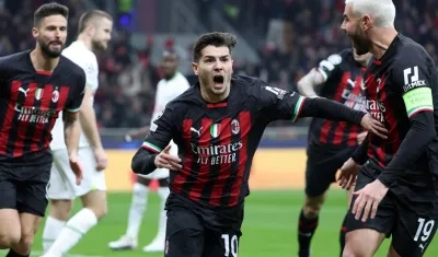 Brahim Díaz festeja el gol con el que le dio la victoria al Milan.