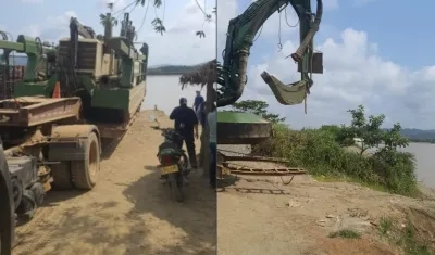 Una de las dos dragas empezó a trabajar del lado del río Cauca.