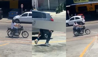 Los dos ladrones tras cometer el atraco. 