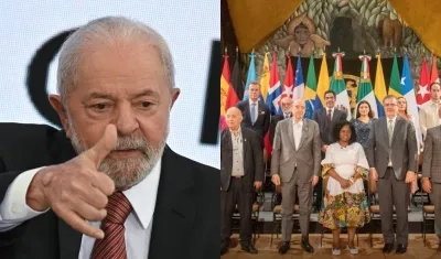 El Presidente de Brasil, Luiz Inácio Lula da Silva, e integrantes de la Mesa de Diálogos de Paz entre el Gobierno colombiano y el ELN.