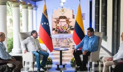 Los dos mandatarios durante el encuentro de hoy.