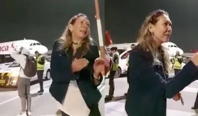 Mujer humilló a un policía en el aeropuerto de Rionegro. 