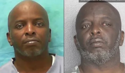 Sidney Holmes el día que ingresó a la cárcel en 1988 y y una foto actual.