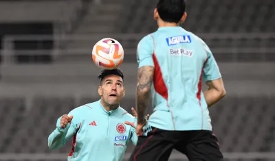 Falcao García durante la  primera práctica de Colombia en Seúl.