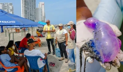 El EPA en Cartagena adelantó pedagogía sobre la 'fragata portuguesa' en las playas.