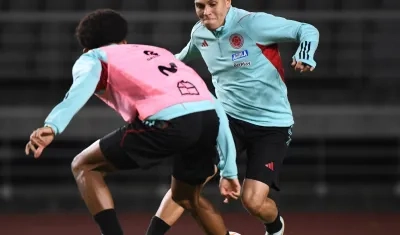 Juan Fernando Quintero en la práctica de la Selección Colombia en Seúl.