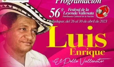 Afiche de la 56 edición del Festival de la Leyenda Vallenata en honor de Luis Enrique Martínez