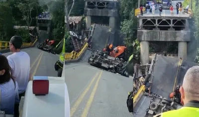 Puente colapsado en el Quindío. 
