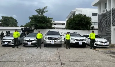 Cinco vehículos recuperados por la Policía Metropolitana de Barranquilla.