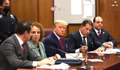 Donald Trump en la Corte donde le imputaron los cargos.