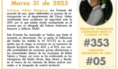 Levinson Valoys Mosquera, asesinado