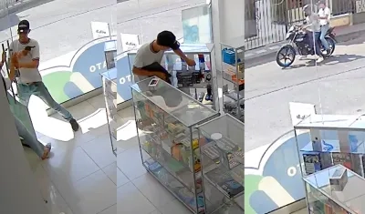 Momento del robo y la huida del deliencuente