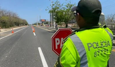 Control en la Vía al Mar, en Barranquilla. 