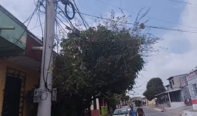 Lugar del accidente con el cable en el barrio Chiquinquirá