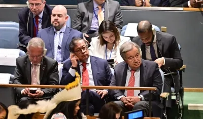 El Presidente Petro este lunes en un foro en la sede de Naciones Unidas.