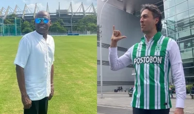 El exfutbolista Faustino Asprilla y el alcalde de Medellín, Daniel Quintero.