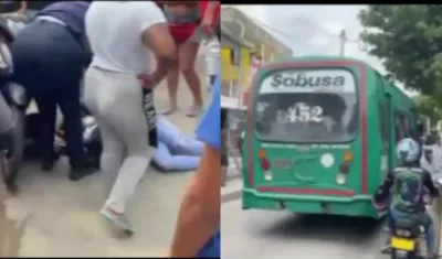 El bus y la mujer que perdió la vida en el accidente. 