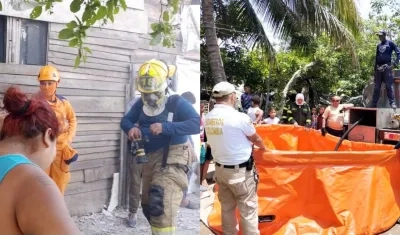 Bomberos y demás autoridades en el lugar de le emergencia. 