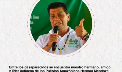 El líder indígena uitoto Herman Mendoza 