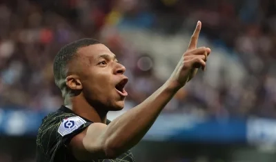 Kylian Mbappe celebra