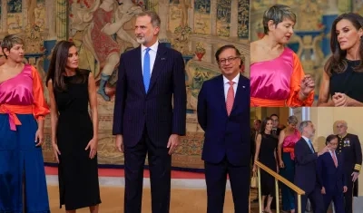 La primera dama Verónica Alcocer; los reyes Letizia y Felipe VI, y el Presidente Gustavo Petro.
