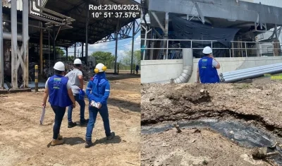 Funcionarios de la C.R.A en la visita a la empresa. 