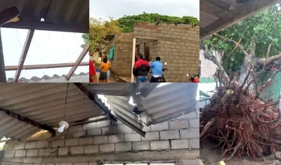 Viviendas destechadas y árboles caidos en Caracolí, Malambo