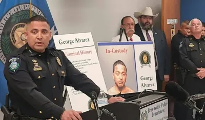 El teniente Martín Sandoval, portavoz de la policía de Brownsville, en rueda de prensa.