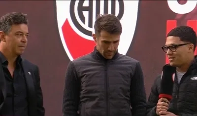 'Juanfer' Quintero con Marcelo Gallardo y Leonardo Ponzio. 