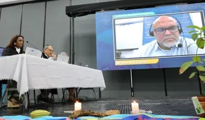 El exjefe paramilitar Salvatore Mancuso en el tercer día de la Audiencia Única de Verdad