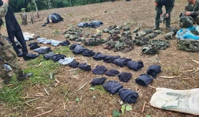 El material del 'Clan del Golfo' hallado en zona rural del municip.io de Medio Baudó 