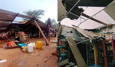 Casas y locales afectados por vendaval en Uribia.