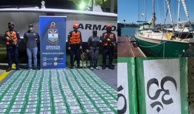 Cocaína incautada por la Armada Nacional. 